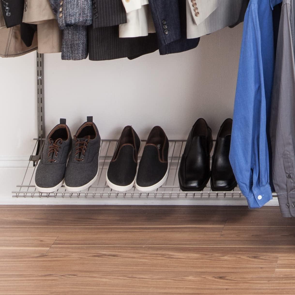 imageClosetMaid ShelfTrack Wire Closet Organizer System Adjustable from 5 to 8 Ft with Shelves Clothes Rods Shoe Shelf Hardware Durable Steel Nickel