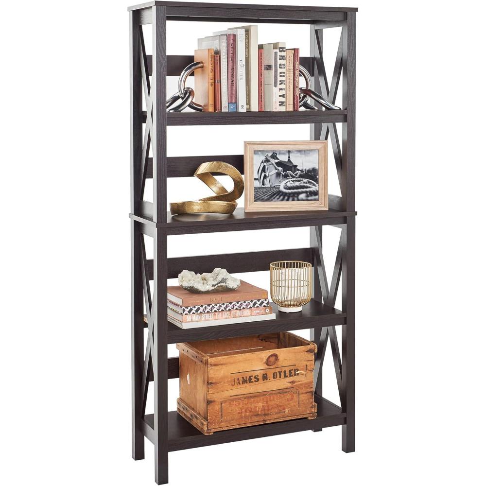 imageClosetMaid 3955 XFrame Design 5Shelf Bookshelf or Bookcase Black Walnut Wood