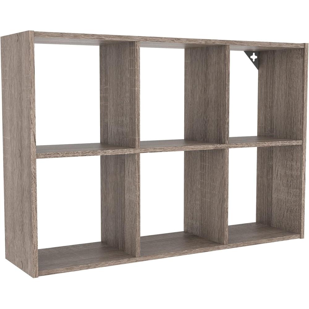 imageClosetMaid 5430 Mini 6Cube Desktop or Wall Mount Organizer Bleached WalnutWeathered Teak