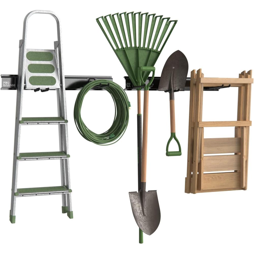 imageClosetMaid ProGarage 4 Bike Storage Rack Rails Set Helmet and Utility Hooks Heavy Duty Wall Mount BlackTool Storage