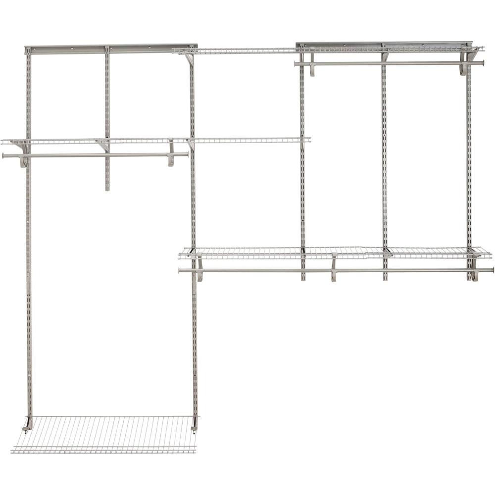 imageClosetMaid ShelfTrack Wire Closet Organizer System Adjustable from 5 to 8 Ft with Shelves Clothes Rods Shoe Shelf Hardware Durable Steel Nickel