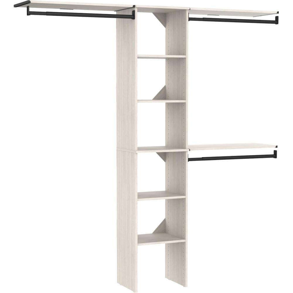 imageClosetMaid SuiteSymphony 16Inch Closet System Tower with 3 Hanging Rods and 3 Top Shelves White Timber