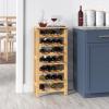 ClosetMaid 28 Bottle Standing Floor Wine Storage Rack Tower with Top Shelf, Bamboo Wood