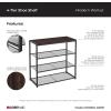 ClosetMaid 4-Tier Shoe Rack, Storage Organizer, with Wood Top Shelf, 3 Metal Mesh Shelves, for 12 Pairs of Shoes, Modern Walnut/Black(4-Tier)