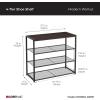 ClosetMaid 4-Tier Shoe Rack, Storage Organizer, with Wood Top Shelf, 3 Metal Mesh Shelves, for 12 Pairs of Shoes, Modern Walnut/Black(4-Tier)