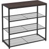 ClosetMaid 4-Tier Shoe Rack, Storage Organizer, with Wood Top Shelf, 3 Metal Mesh Shelves, for 12 Pairs of Shoes, Modern Walnut/Black(4-Tier)