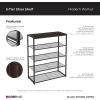 ClosetMaid 4-Tier Shoe Rack, Storage Organizer, with Wood Top Shelf, 3 Metal Mesh Shelves, for 12 Pairs of Shoes, Modern Walnut/Black(5-Tier)