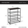 ClosetMaid 4-Tier Shoe Rack, Storage Organizer, with Wood Top Shelf, 3 Metal Mesh Shelves, for 12 Pairs of Shoes, Modern Walnut/Black(5-Tier)