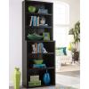 ClosetMaid Bookshelf with 6 Shelf Tiers, Adjustable Shelves, Tall Bookcase Hutch, Sturdy Wood with Closed Back Panel, Black Walnut Finish