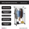 ClosetMaid Double Rail Portable Rolling Garment Rack with Shoe Shelf, Adjustable Rod Width and Height, Black/Chrome