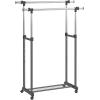 ClosetMaid Double Rail Portable Rolling Garment Rack with Shoe Shelf, Adjustable Rod Width and Height, Black/Chrome