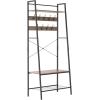 ClosetMaid Hall Tree with Shoe Bench 4 Hooks and Storage Shelf, Coat Rack, Wheat/White Metal(Weathered Gray With Black Metal)