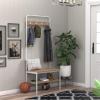 ClosetMaid Hall Tree with Shoe Bench 4 Hooks and Storage Shelf, Coat Rack, Wheat/White Metal(Wheat With White Metal)
