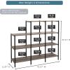 ClosetMaid Ladder Step Bookcase, 5 Tier, 7 Shelves, Display Shelf for Living Room or Office, Industrial Black Metal and Wood, Weathered Gray(4-Tier)