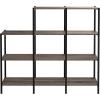 ClosetMaid Ladder Step Bookcase, 5 Tier, 7 Shelves, Display Shelf for Living Room or Office, Industrial Black Metal and Wood, Weathered Gray(4-Tier)