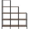 ClosetMaid Ladder Step Bookcase, 5 Tier, 7 Shelves, Display Shelf for Living Room or Office, Industrial Black Metal and Wood, Weathered Gray(5-Tier)