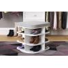 ClosetMaid Shoe Storage Bench Ottoman, Rotating with Gray Cushion, Adjustable, White Finish