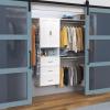 ClosetMaid SuiteSymphony Hanging Closet Kit Includes (1) Tower, (3) Closet Rods, (4) Shelves, (3) Top Shelves w/Brackets, (3) Drawer, and (1) Closet Door Set, White