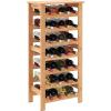 ClosetMaid 28 Bottle Standing Floor Wine Storage Rack Tower with Top Shelf, Bamboo Wood
