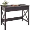 ClosetMaid 3955 X-Frame Design Writing Desk or Console Table with Drawers, Black Walnut Wood(Black Walnut Wood)