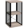ClosetMaid 4-Cube Storage Organizer Bookshelf, Storage Shelf, Metal Frame, Wood Shelves, Easy Assembly, Black/Wheat(Black/Weathered Gray)
