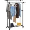 ClosetMaid Double Rail Portable Rolling Garment Rack with Shoe Shelf, Adjustable Rod Width and Height, Black/Chrome