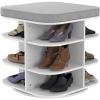 ClosetMaid Shoe Storage Bench Ottoman, Rotating with Gray Cushion, Adjustable, White Finish