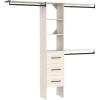 ClosetMaid SuiteSymphony 16-Inch Closet System Tower with (3) Hanging Rods, (3) Drawers, and (3) Top Shelves, White Timber