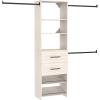 ClosetMaid SuiteSymphony 25-Inch Closet System Tower with (3) Hang Rods, (2) Drawers, and (2) Angled Shoe Shelves, White Timber