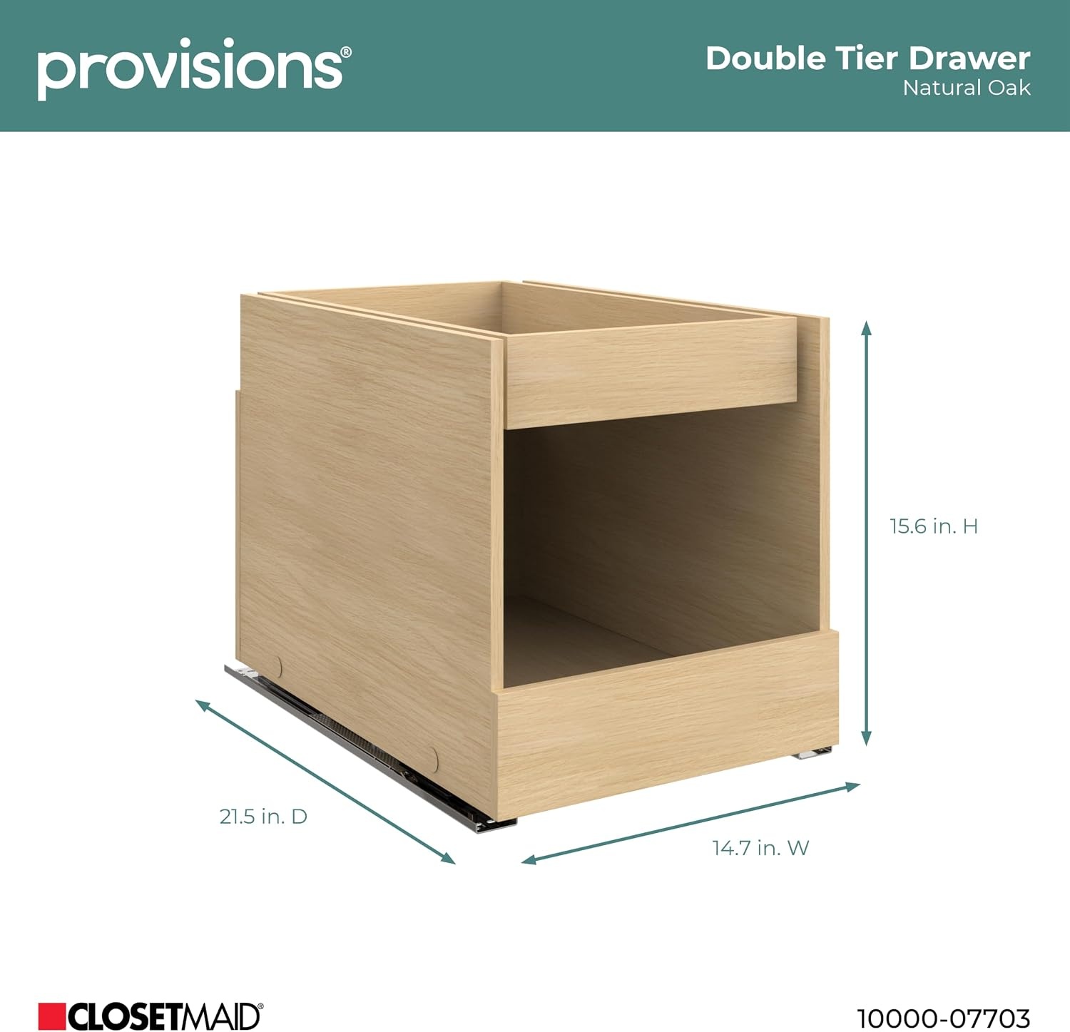 image:imageClosetMaid Provisions TwoTier Pullout Cabinet Organizer Soft Close 2146 D x 1469 W Natural OakNatural Oak
