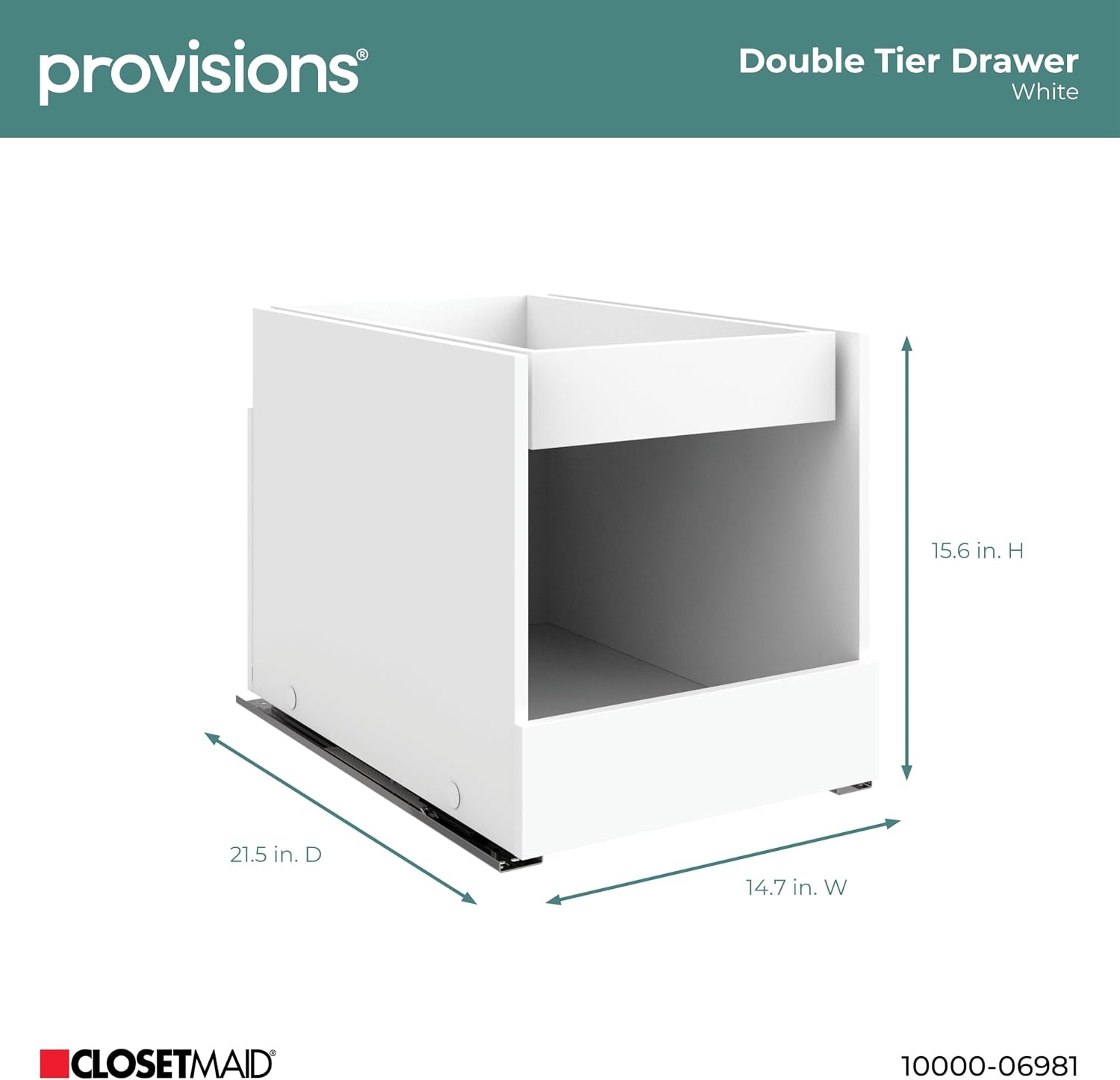 image:imageClosetMaid Provisions TwoTier Pullout Cabinet Organizer Soft Close 2146 D x 1469 W Natural OakWhite