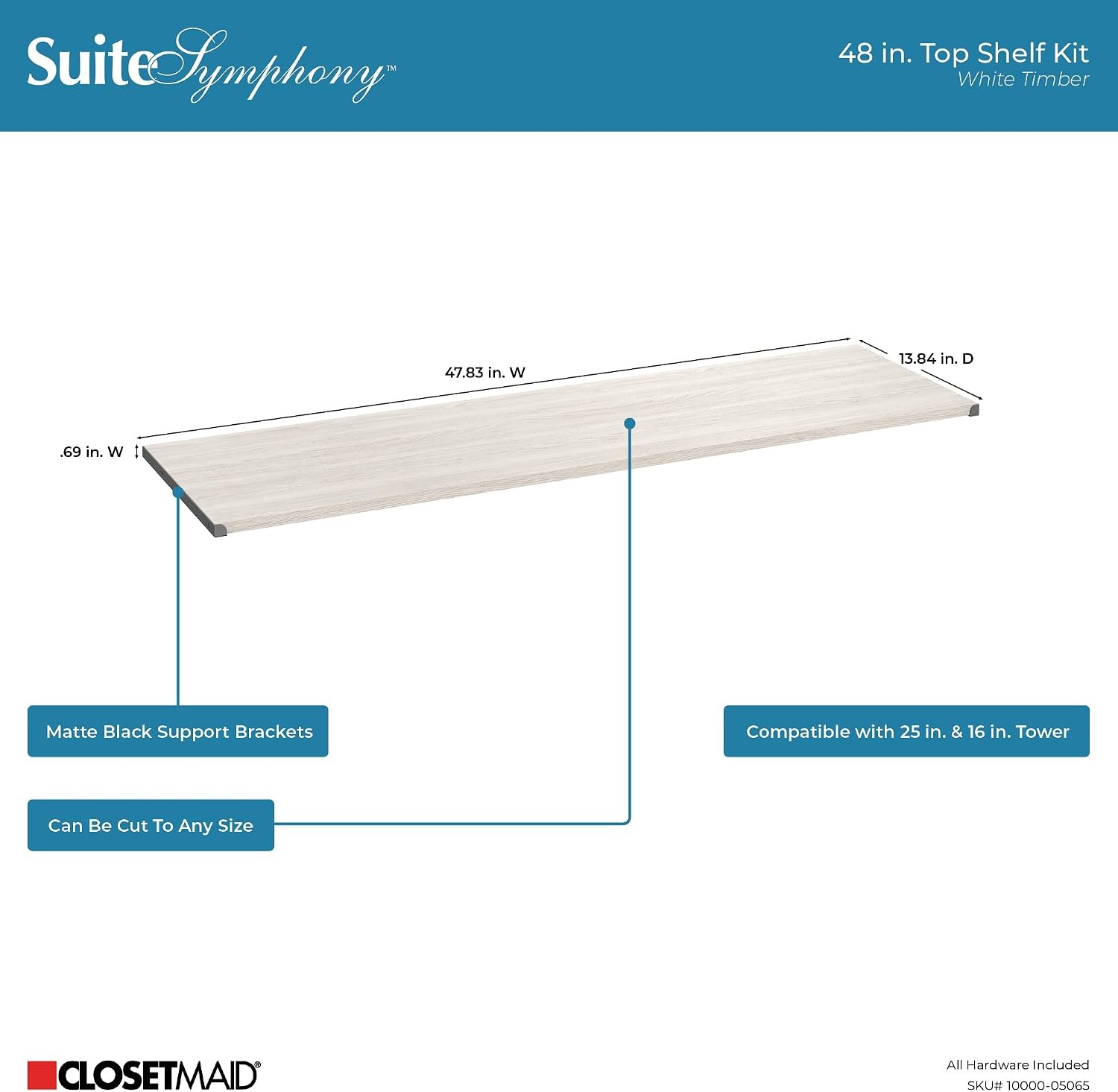 image:imageClosetMaid SuiteSymphony 25Inch Closet System Tower with 3 Hanging Rods 3 Drawers and 3 Top Shelves White Timber